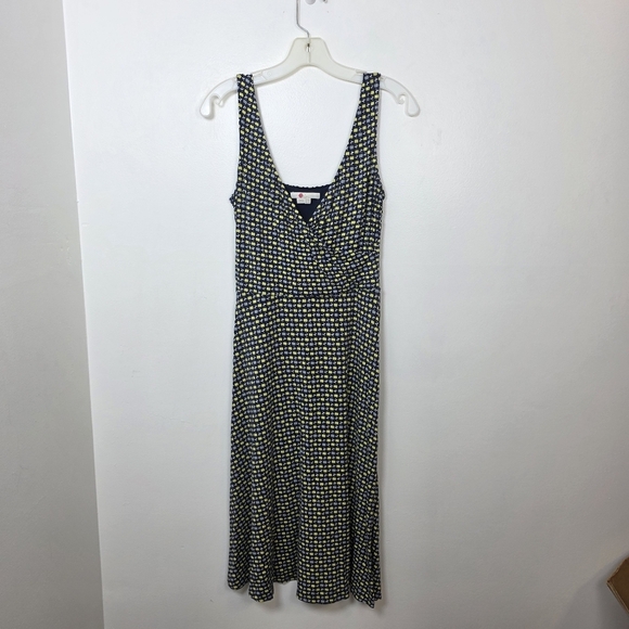 Boden Blue Green Apple Print Stretchy  Casual Flowy Willa Midi Dress Size 6 Long - Picture 2 of 9